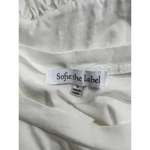 Sofie The Label Dress White Puff Sleeve Maxi Size Small Midi NWOT - Picture 7 of 9